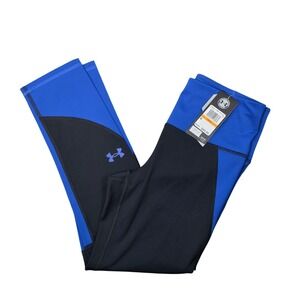Under Armour Womens HeatGear Colorblock Cropped Leggings Blue Black  SMALL ~ NEW